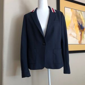 NWT! Navy blazer with red and white collar